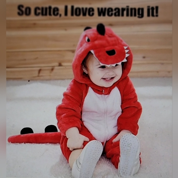 NWT Baby Dinasaur Animal Toddler Dress Up Onsie Costume Bunting 2 way zip - Picture 2 of 10